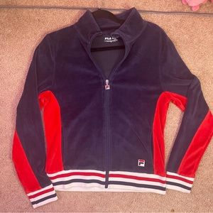 FILA Red Blue Zip Up Sweater